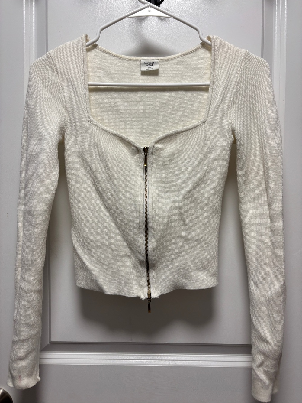 Abercrombie & Fitch Ivory Knit Top - Square Neckline